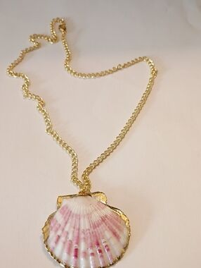 Gold-Tone Pink & White Shell Pendant Necklace - Women Jewelry